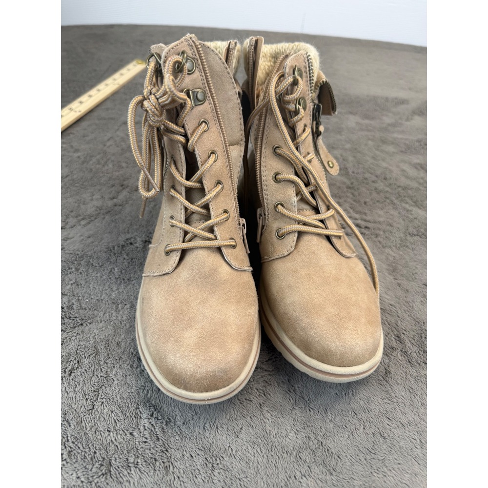 Cliffs by White Mountain Hope Tan Knit Collar Ankle Boots C33714 Womens 6.5 M - Picture 3 of 6
